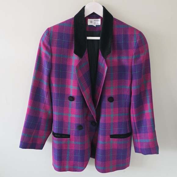 Jeremy Scott Jackets & Blazers - Braemar by Jeremy Scott 6 Vintage Elle Woods Barbiecore Retro Plaid Wool Blazer